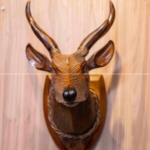 TEAK WOOD DEER HEAD