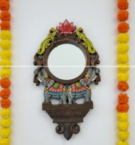 DOUBLE ELEPHANT AND DOUBLE PARROT MIRROR FRAME
